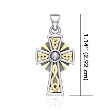 Celtic Cross Silver & 18k gold accents Pendant MPD1806 - Jewelry
